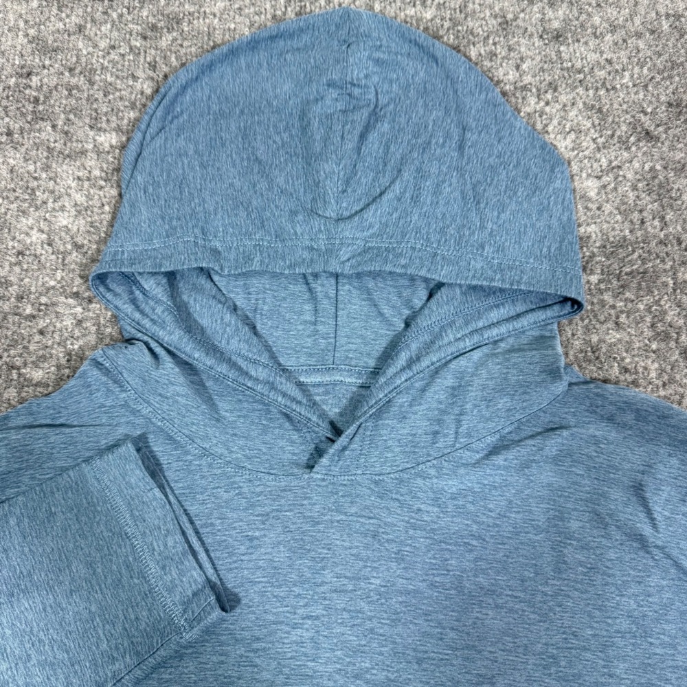 Vuori Strato Tech Hoodie Performance Activewear Mens Large Blue Heathered EUC
